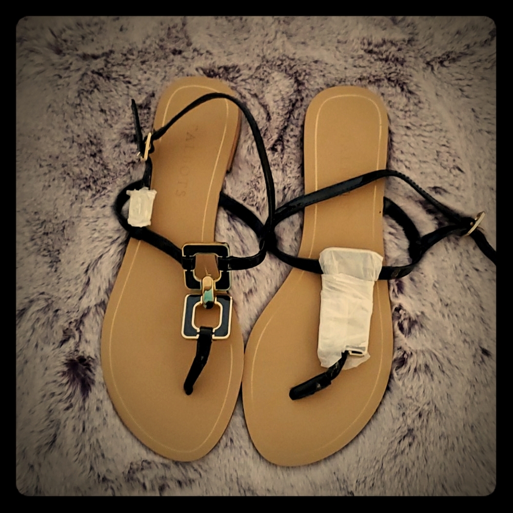 Talbots black/gold sandals size 7